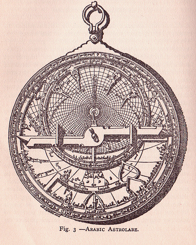 Science has been around for a long time, though not always called that. Here is an Arab invention called an astrolabe that allowed calculation of the sun's position and thus ones latitude at sea and on land. This is based on larger instruments used t