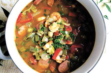 Have you ever tasted Gumbo? Pictured is Chicken and Sausage Gumbo with Shrimp and all kinds of other wonderful things. 