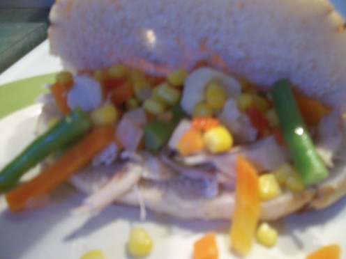 Add the stirfry or mixed vegies...