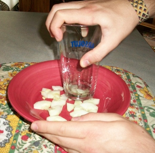 Peel half of a medium cucumber, chop it and smash with a flat glass bottom. This is my mother's trick to add flavor.