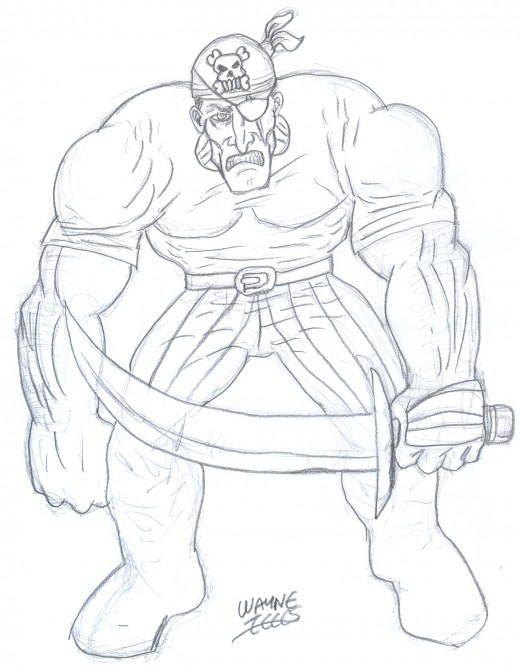 How to draw a pirate. Finished almost pirate sketch.