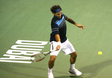 Roger Federer at the Dubai Tennis Championships