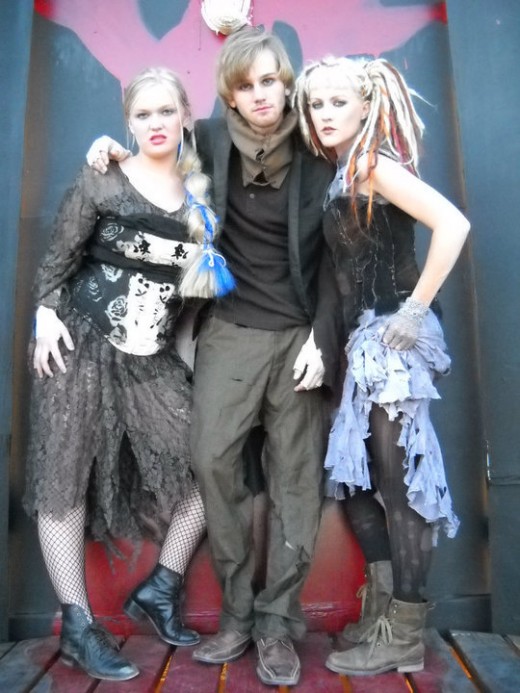 Hannah Jost, Ethan Tapley and Andrea Justice Lee star as the three witches in Macbeth