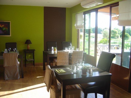 The restaurant is chic and welcoming.