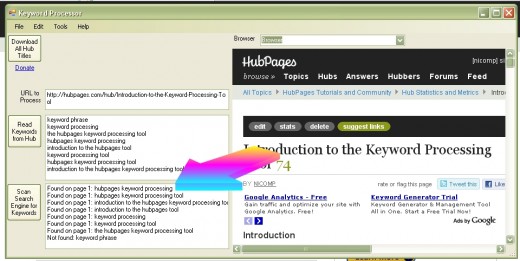 The keyword Processing Tool finds itself listed on Google