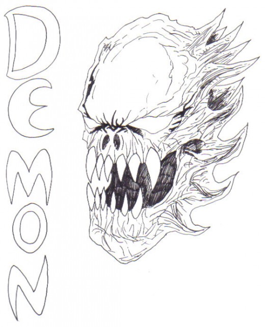 I used an ink dip pen (I used the finest nib) for this imaginative demon fantasy artwork. Demon art Copyright Wayne Tully 2010.