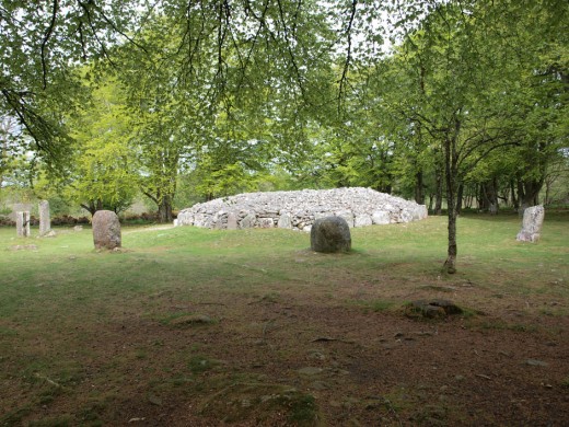 The burial chamber were surrounded by a stone circle.