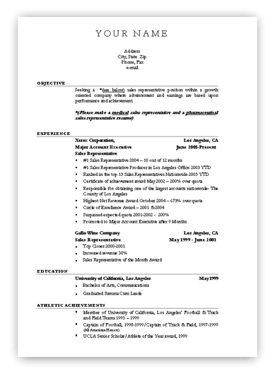 An example of a formatted Resume'