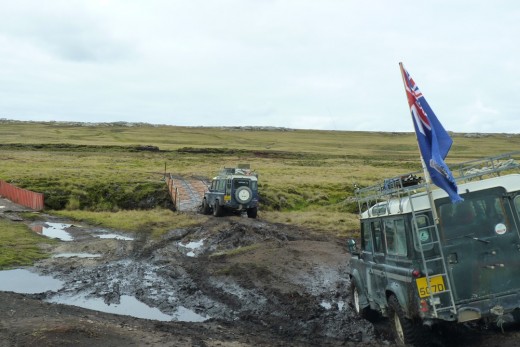 You leave the bus and board 4 x 4's  to travel across the bogs to the penguin colonies... and it is rough!