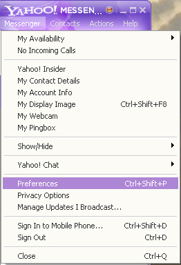 webcam settings for yahoo messenger