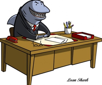 The idea of the loan shark description comes from ideas of the feeding habits of sharks, as this cartoon suggests.