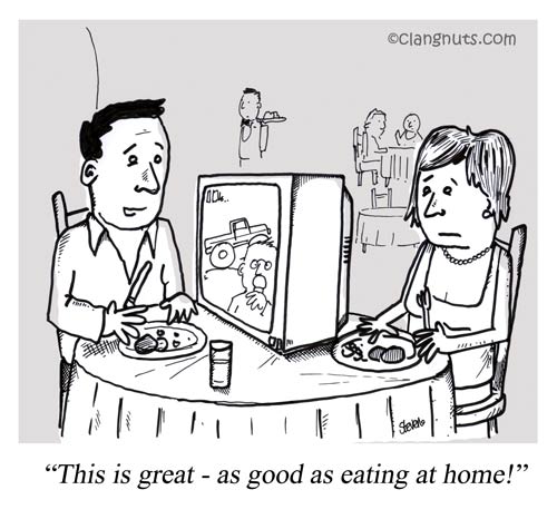 Honey, please pass the remote. I mean the salt.