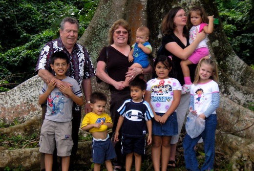 Dad with his great grandchildren in Hawaii