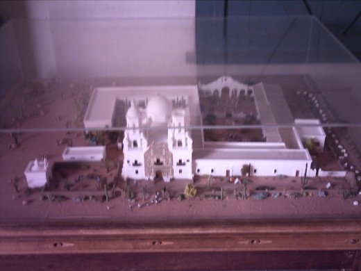 Model showing layout of 18th Century Mission San Xavier del Bac in Tucson, Arizona