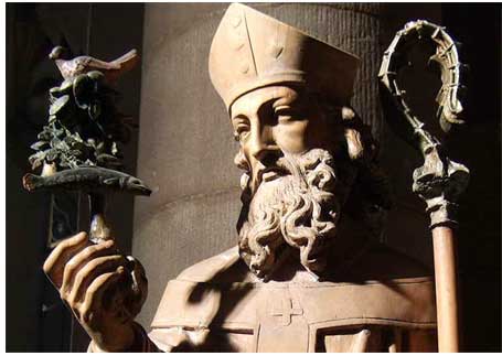 statue of St Mungo in nearby church of St.Mungo, Townhead, Glasgow