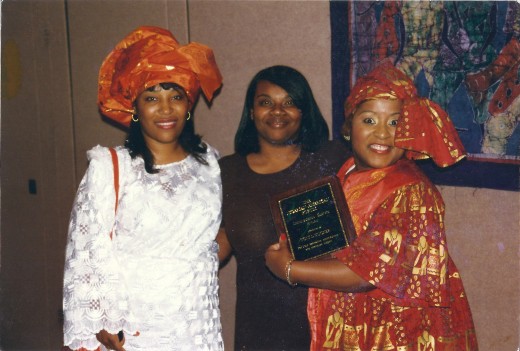 Back in 1998!  I moderated a Nigerian Banquet and this is my older sister Lori to your left, and younger sister, Keshia, in the middle.  I am holding yet another beautiful Plaque I was given by the Nigerians for speaking at their event.