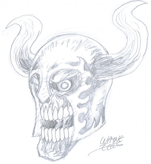 2B Staedtler pencils - Skeleton warrior pencil sketch by Wayne Tully 2010.