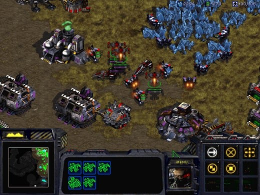 Here's a screenshot from the original Starcraft game. This is part of a mission from the Terran campaign.