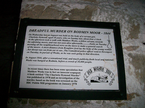 Murder Mystery Experience - Jury Service.  Plaque at Bodmin Jail about Matthew Weeks