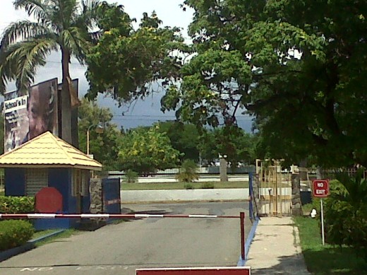 Looking through gate towards National Heroes Park.