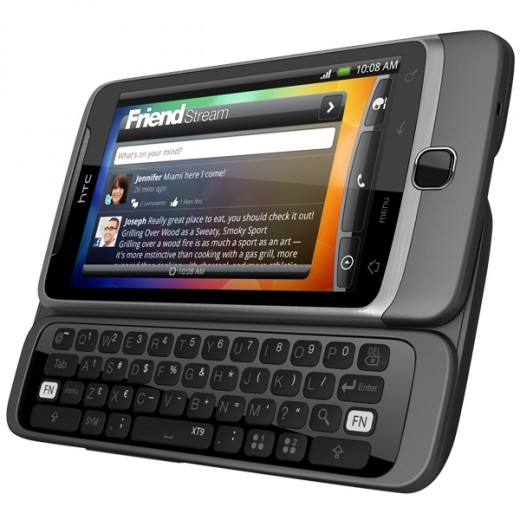 HTC Desire Z with its QWERTY keyboard extended