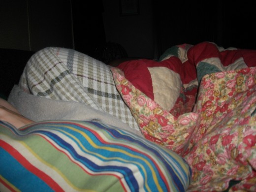 Aunt Sara in Memaw's bed