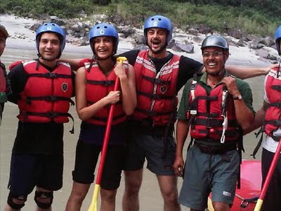Expedition team at Shivpuri featuring Sonam Kapoor, Indian film actress.