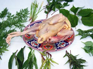 Whole chicken, lemon grass and herbs