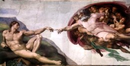 The creation of Adam by God, long before Noah's Flood.