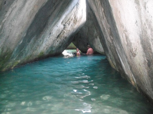 A Lagoon in the Caves that the Baths at Virgin Gorda.