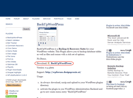 Diagram 2. The Download Plugin Page