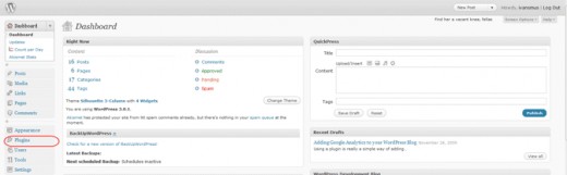 Diagram 4.  The WordPress Admin Dashboard