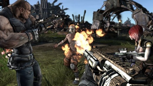 Here's how it looks in normal game play.  In borderlands, there are a lot of people, like this guy here, who want nothing more than to curl up around a warm fire and eat you.