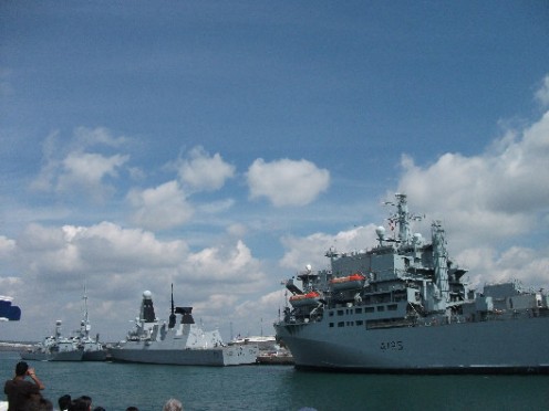 The ship centre left is currently undergoing sea trials and will be deployed in 2011