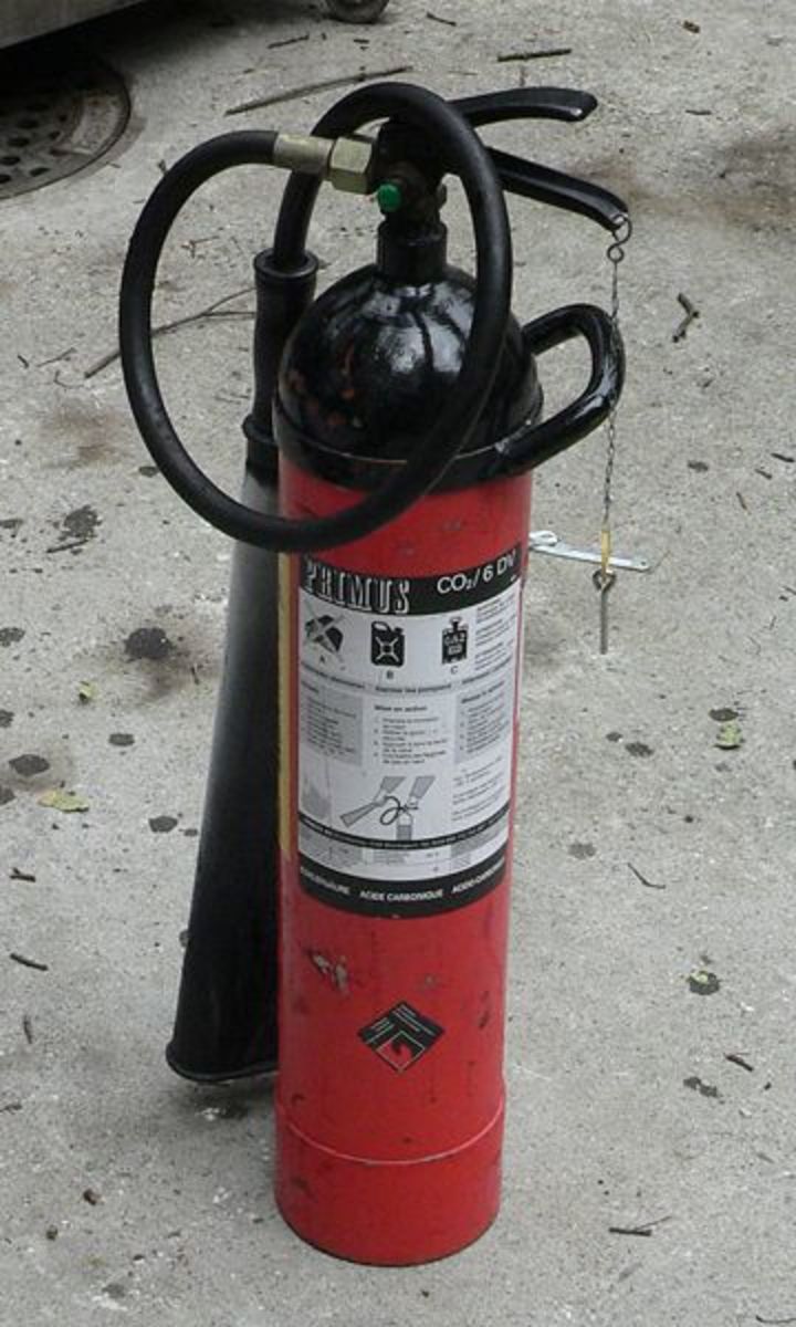 A CO2 fire extinguisher