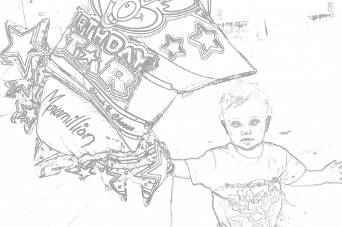 Maxamillion with birthday star balloon