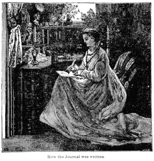 Anna Brassey, traveler, with her journal in 1881. 