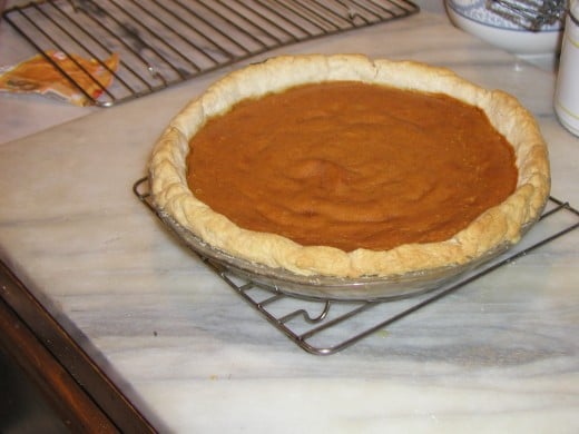 Pumpkin pie made from (*imagine that!) an actual pumpkin~! I LOVE the crust so I always make a BIG  one.