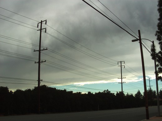 A patch of blue sky peeking through a Southern California cloudy sky.