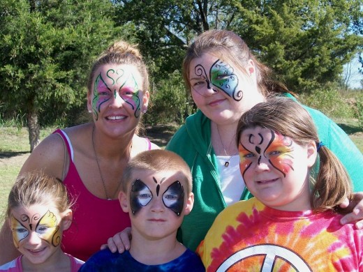 These gals and a guy looked fantastic in their painted faces - and were happy to share their fun!