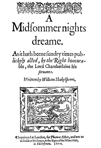 A quarto sized page from, Shakespeare's Midsummer Night's Dream.