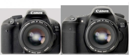 Canon 60D vs Canon T2i - The 60D is larger, making it look a bit more professional.