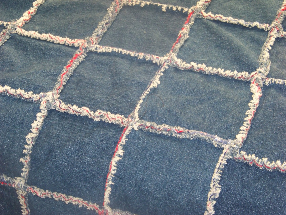 Finished Denim Rag Quilt Close-Up