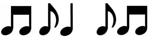 Same rhythm as that shown below, but notated with three eighths, a quarter, and three eighths.