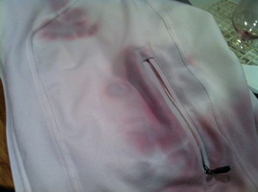 After applying Wine Away, the stain starts to turn purple. This is normal.