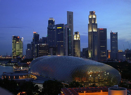 The Esplanade in the foreground. Also affectionately known as the 'durian' for its resemblance to the prickly local fruit. Photo Credit: http://www.flickr.com/photos/besar_bears/7467038/