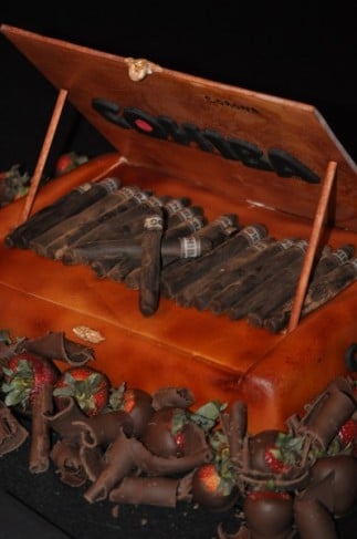The groom likes cigars--and his groom's cake is an edible cigar box! Photo courtesy of: weddingandpartynetwork.com