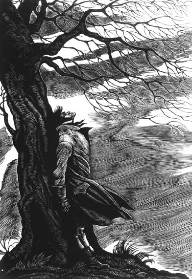Fritz Eichenberg, Heathcliff Under the Tree, Cover Image from Wuthering Heights, 1943