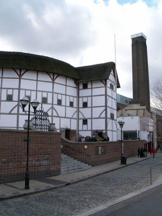 A modern photograph of "The Globe" as it stands today in its restored state.