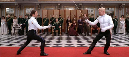 The climactic duel in Act V as depicted in the 1996 Branagh directed version of the play.